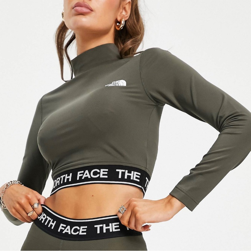 The north face cropped long sleeve work out too - small